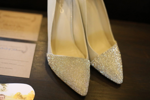 A pair of sparkly golden shoes