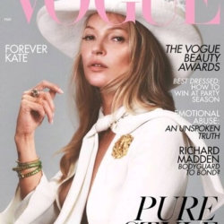 A magazine of vogue with a woman in it